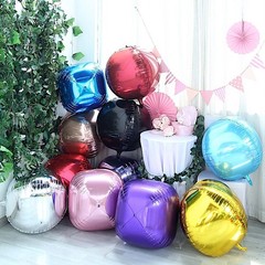 2 BLUE 18″ wide 4D Round Orbs Balls Mylar Foil Balloons Wedding Decorations