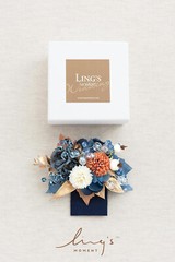 Terracotta & Teal Men’s Pocket Square Boutonniere – Wedding or Formal Event