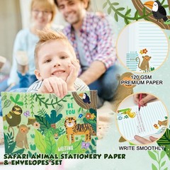 Master Lined Paper Set for Kids – Safari Animal Stationary with Multicolor