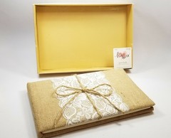 Studio His and Hers Burlap and Lace Guest Book With Cream Pages New In Box