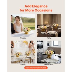 Uimoso 10 PCS Mini Flower Vase 4.7in Gold Centerpiece Bowls for Weddings
