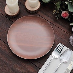 6 BROWN 8″ Round Wood Grain Design Heavy Duty Plastic PLATES Party Decorations