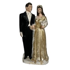 Vintage 1949 Wedding Cake Topper By Novelty Co Marblelike 5 3/8 X 2.5 Inches