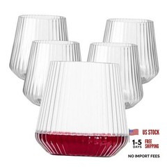 Lueumxc 40 Pack Plastic Ribbed Wine Glasses, 14Oz Origami 14oz-clear-40pack