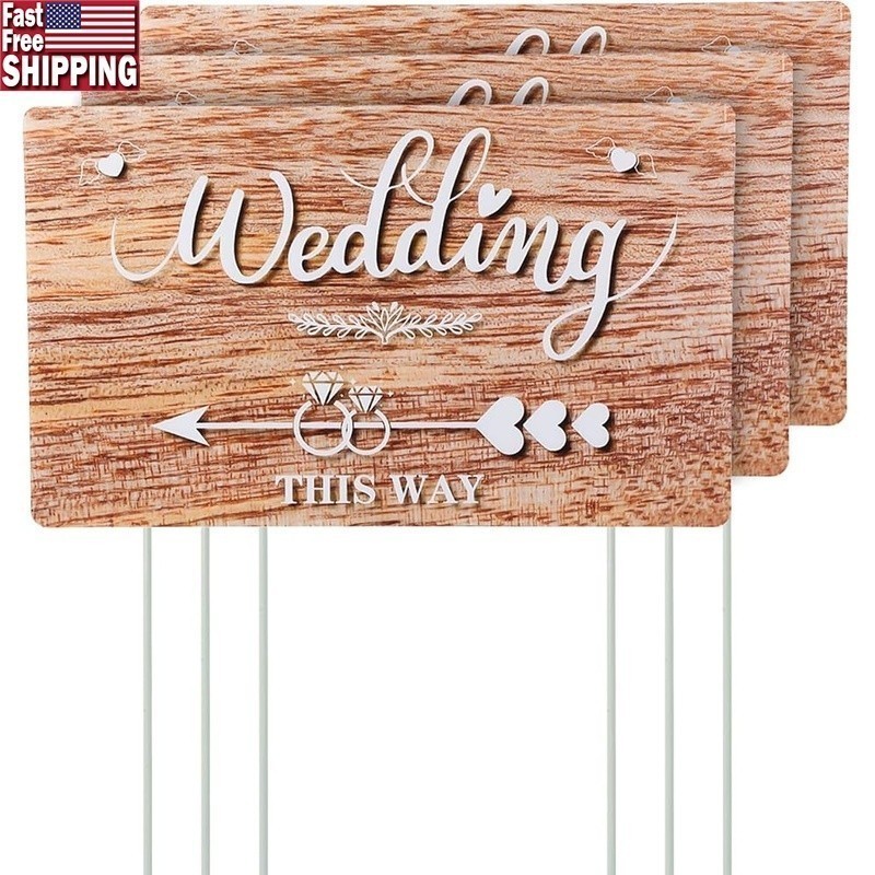 Wedding Direction Signs Kit Double Sided Elegant Plastic Arrow Signage Set New