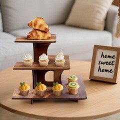 L-Shape 3-Tier Retail Table Display Corner Stand Wood Multi-Purpose Display Rack