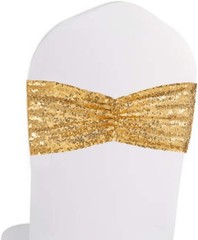 Set of 10 Sequin Chair Bows Sashes Gold Chair Sashes for Wedding Party