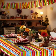 Kochorie 2 Pieces Mexican Party Tablecloth Plastic Cinco De Mayo Tablecloth D…