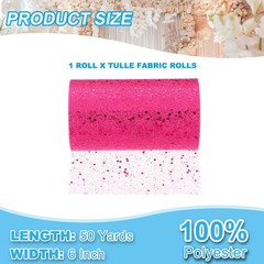 Tulle Fabric Rolls 6″ by 50 Yards Fabric Spool Tulle for DIY, Hot Pink