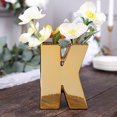 GOLD 6″ Ceramic K Symbol Flower VASE Table Centerpiece Party Events Decorations
