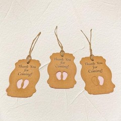 100pcs Baby Shower Tags Kraft Paper Gift Tag，Baby Feet Shower and Party Favors