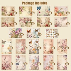 160 Pcs Stationery Paper Set, Nature Vintage Floral Butterfly 50 Stationary P…