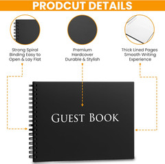 Hardcover Guestbook 1,260 Entries Charcoal 10 X 8 Inches,