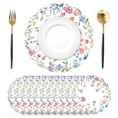 50Pcs Round Paper Placemats, 13.4 Inch Wildflower Disposable Floral Placemats