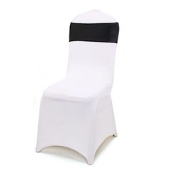 10 Black Metallic Spandex Chair Sashes with Silver Buckles Wedding Decorations
