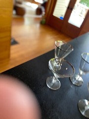 PLATINUM TRIM 4 STEMS PAIR OF 2 MARTINIS & 2 WINE GLASSES UNIQUE STEM EX COND