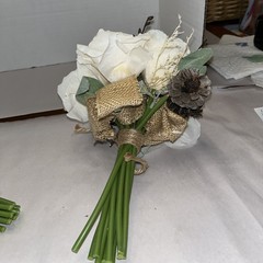 Rustic Cream/ivory Rose Wedding Boutique Set Natural Brown Accents Artificial