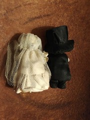 Vintage Bisque Porcelain Bride & Groom Wedding Cake Topper Figurines Set of 2