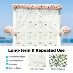 3D Flower Wall Panel 12pcs Artificial Flower Wall Background Silk Rose Mat