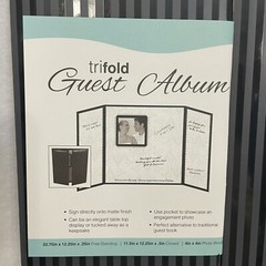 Wedding Guest Book, Trifold Album, Alternative, Black/Gray Stripes, Brand New