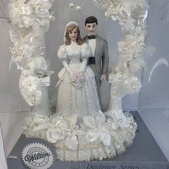 Vintage 1990’s Wilton Cake Topper GRAY SUIT Dark /Light Hair Designer series
