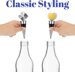 6 Pieces Metal Bottle Stopper 16 x 3/8 Blank Stainless Steel Silver/Black