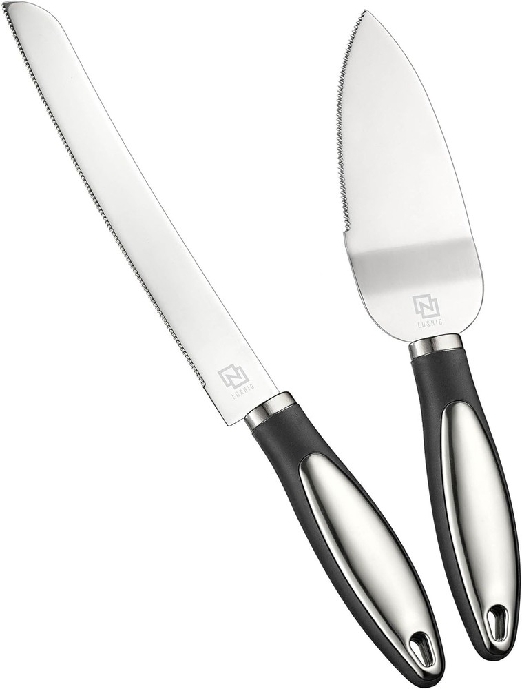 LUSHIG Wedding Cake Knife and Server Set, Cake Cutter And Server with Non Sli…