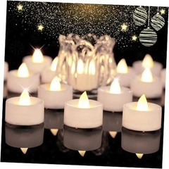 24pcs Battery Operated Tea Lights with 24-Pack Warm White Light, White Shell