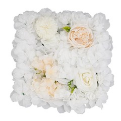 12PCS White Silk Artificial Flower Wall Panels Backdrop With 100 Cable Ties