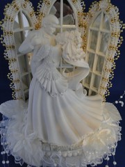New Elegant White Resin dancing Bridal Couple , Chapel mirror Window Caketop, #1