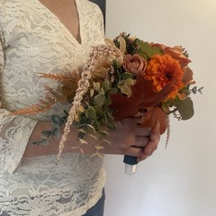 Bridal Bouquet Exquisite Budget Handmade Faux Floral Lovely Fall Red/Orange Pink