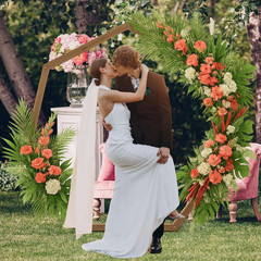 7FT Wooden Heptagonal Wedding Arch for Rustic Boho Ceremony & Decor