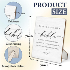 Bible Guest Sign, Wedding Shower Decorations, Please Sign Our Bible Wooden Stan