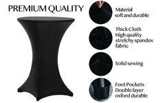 Tina’s 2 Pack 36×43 Inch Highboy Spandex Cocktail Table Covers Black, Cocktai…
