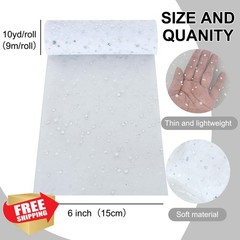 RIBBOOO White Glitter Tulle Roll 6 Inch 10yd