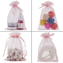 100pcs 4×6 Inch Organza Bags, Drawstring Jewelry Pouches For Wedding Blush Pink