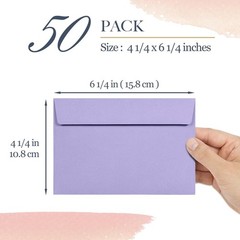 A4 Envelopes, 50-Pack Colored Envelopes 4×6, Envelopes for Invitations, Paste…