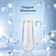 Lueumxc 48 Pack Plastic Champagne Flutes, 9 Oz Ribbed 48pack Gold Rim Ribbed