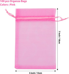 100 Pack Organza Bags 4 x 6 inch Sheer Drawstring for Jewelry Easter Candy Soap