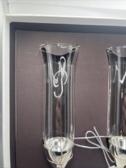 VERA WANG Wedgwood .999 Pure Silverplated Crystal LOVE KNOTS Toasting FLUTES