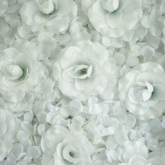 White Silk Roses Hydrangea 11 sq ft UV Protected Wall Backdrop Vertical Panels