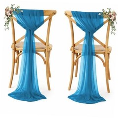 MDS Pack of 50 Chiffon Chair Sashes Bows for Wedding Events 50 pcs Dark Teal