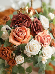 Ling’s Moment 2 PCS Sunset Terracotta Arch Flowers Artificial Swags Centerpiece