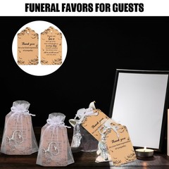 100 Set Angel Keychains Funeral Favors with Organza Bags & Sympathy Tags – Memor