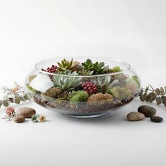 2 Pack Glass Vase Bowl, 6″/ 8″ Wide Mouth Flower Vase Round Terrarium, Glass