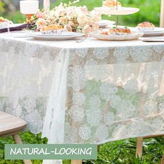 Jayla White Lace Tablecloth 60 X 120 120″ x 60″ (Rectangular), Camellia