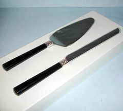 Vera Wang Wedgwood With Love Noir Cake Server Pair Black Enamel/Silverplate Trim