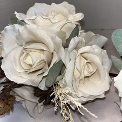 Rustic Cream/ivory Rose Wedding Boutique Set Natural Brown Accents Artificial