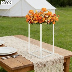 White 20 PCS Geometric Flower Stand For Wedding, Flower Stand 8.27*8.27*15.75in