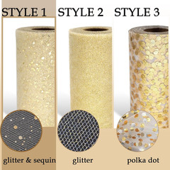 Glitter Tulle Fabric, 6 Inch by 50 Yards (150Ft) Sequin Christmas Tulle Roll for